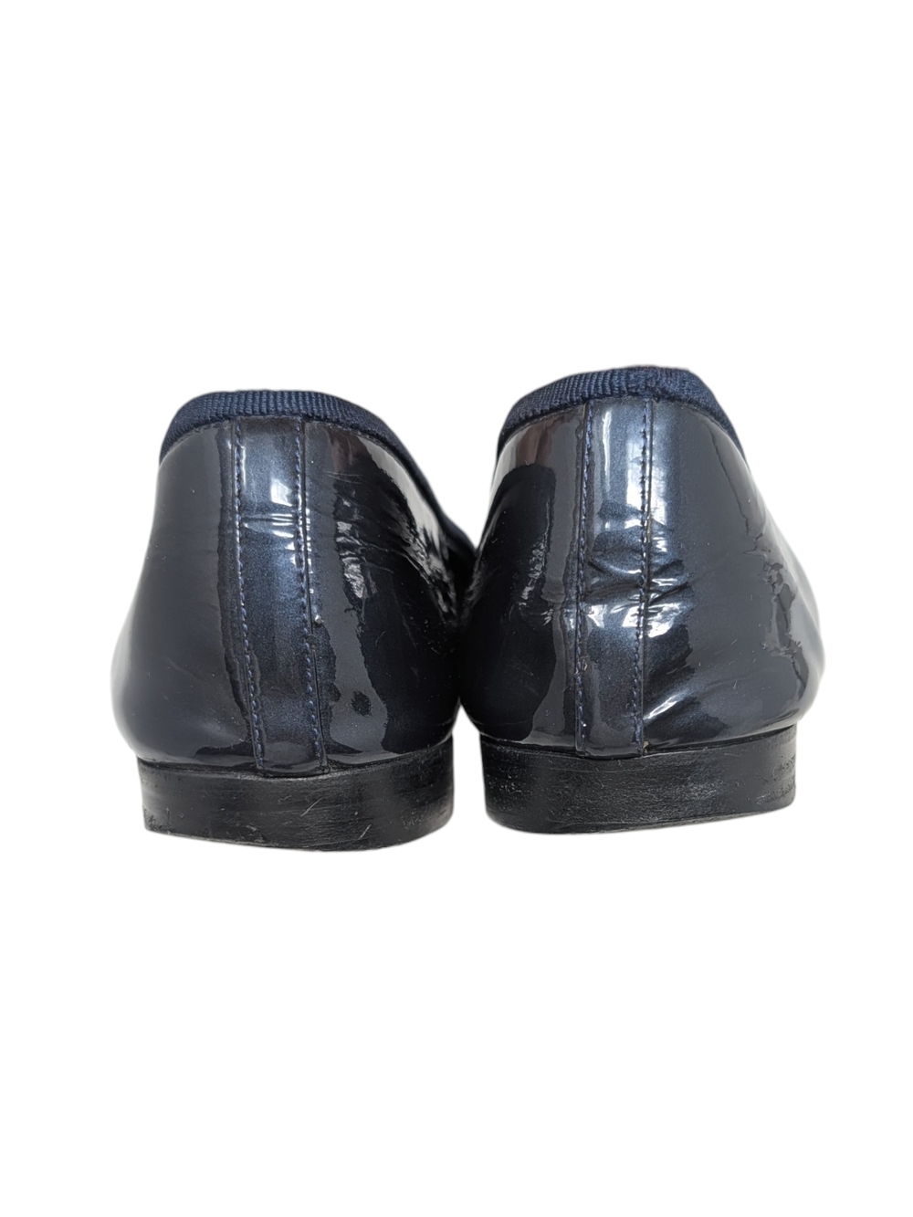 Chanel Ballet Flat Ballerina CC Logo Cap Toe Navy Blue Black Patent 37 | 6.5 - Picture 6 of 11